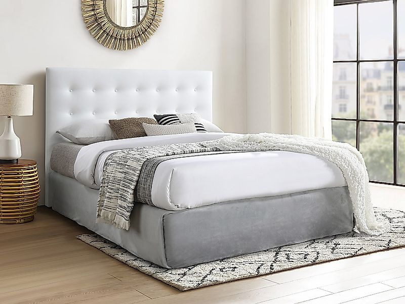 Polster-Bettkopfteil - 160 cm - Kunstleder - Weiß - FRANCESCO günstig online kaufen