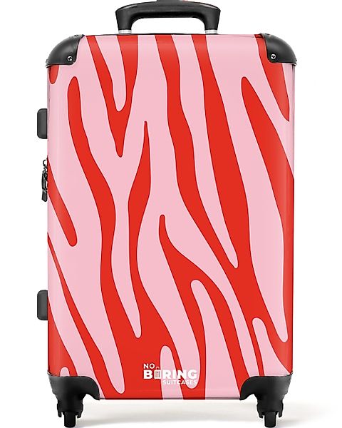 NoBoringSuitcases.com© Hartschalen-Trolley Rot mit rosa Zebramuster günstig online kaufen