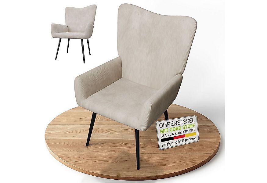 Juskys Ohrensessel Odense, Optionaler Hocker, große Rückenlehne, weicher St günstig online kaufen