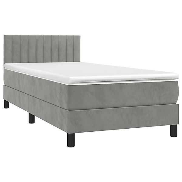 vidaXL Boxspringbett mit Matratze & LED Hellgrau 80x200 cm Samt 3134489 günstig online kaufen