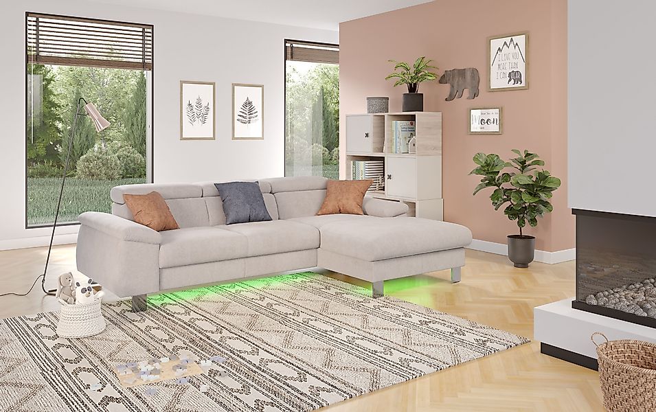 COTTA Ecksofa "Komaris L-Form, B: 244 cm" mit Kopfteilverstellung, optional günstig online kaufen