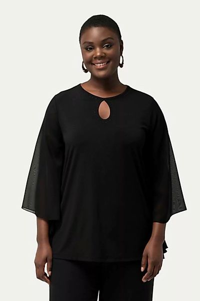 Ulla Popken T-Shirt T-Shirt Ziersteine Rundhals Chiffon-Flügelärmel günstig online kaufen