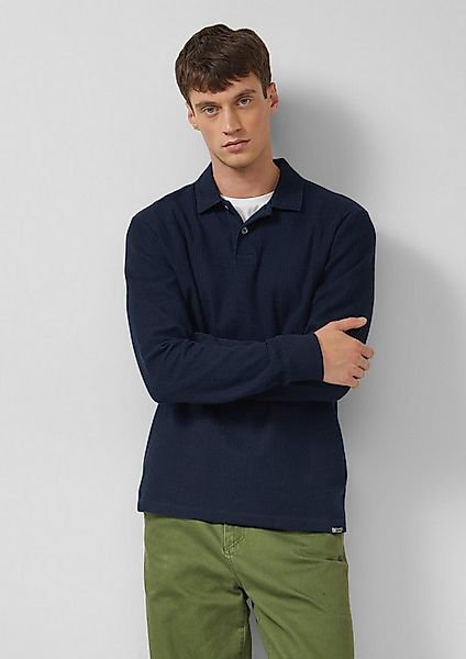 s.Oliver Langarmshirt Polo-Shirt Strukturiertes Baumwoll-Poloshirt günstig online kaufen