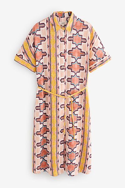 Next Midikleid Kurzärmeliges Kleid mit Bindegürtel günstig online kaufen