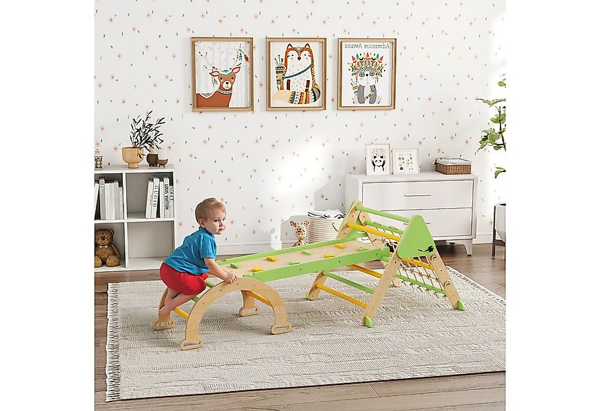 AIYAPLAY Klettergerüst mit doppelseitiger Rutsche, (Kletterdreieck mit Klet günstig online kaufen