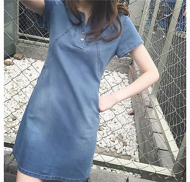 AFAZ New Trading UG Sommerkleid Mittellanges, kurzärmliges Jeanskleid für D günstig online kaufen