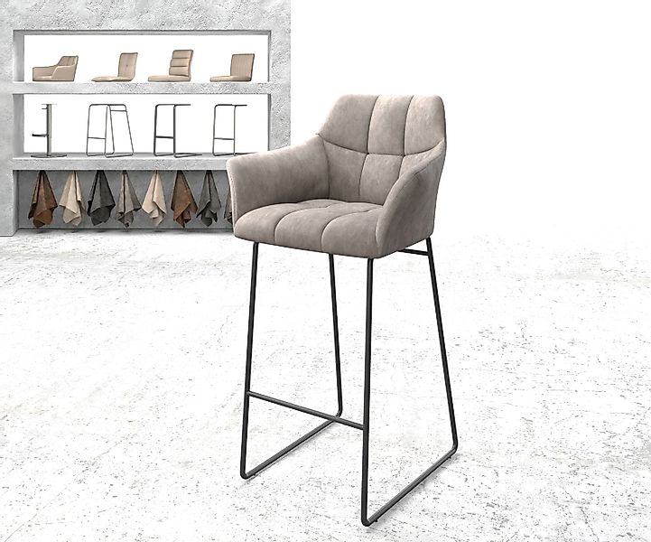 Barstuhl Yulo-Flex Vintage Taupe Kufengestell Metall günstig online kaufen