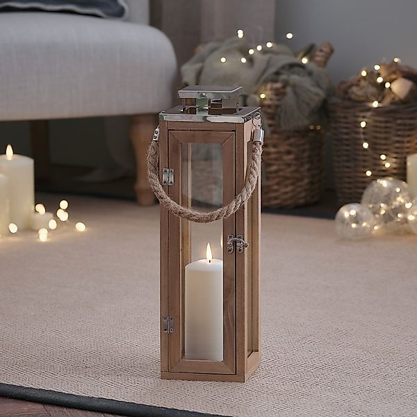 34cm Salcombe Holz LED Laterne mit TruGlow® Kerze günstig online kaufen