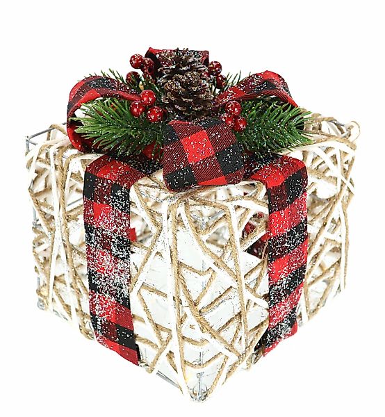 I.GE.A. Dekofigur "Weihnachtsfigur Leuchtfigur LED-Geschenk mit Schleife" G günstig online kaufen