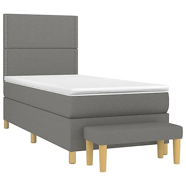 vidaXL Boxspringbett mit Matratze Dunkelgrau 100x200 cm Stoff 3137054 günstig online kaufen