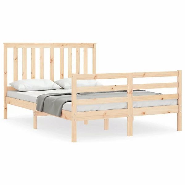 vidaXL Bettgestell Massivholzbett mit Kopfteil 140x190 cm Bett Bettgestell günstig online kaufen