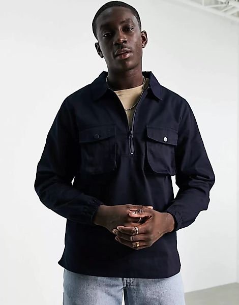 Bolongaro Trevor – Twill-Hemdjacke mit zwei Taschen-Marineblau günstig online kaufen