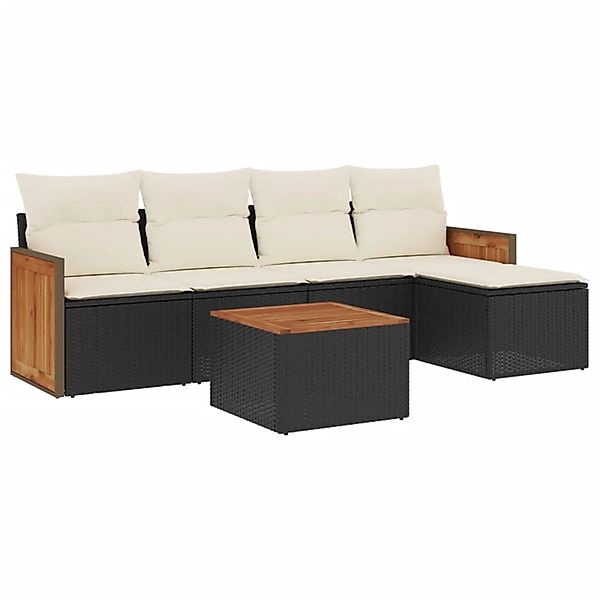 vidaXL 6-Tlg Garten-Sofagarnitur mit Kissen Schwarz Poly Rattan 3260005 günstig online kaufen