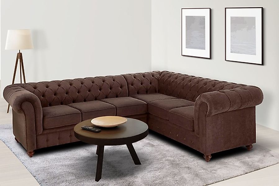 Home affaire Chesterfield-Sofa »Chesterfield Ecksofa, auch in Leder L-Form« günstig online kaufen
