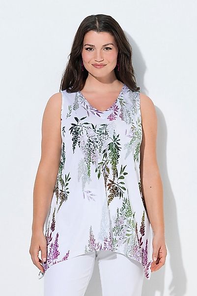 Ulla Popken Longtop Slinkyshirt Zipfelsaum A-Linie V-Ausschnitt günstig online kaufen