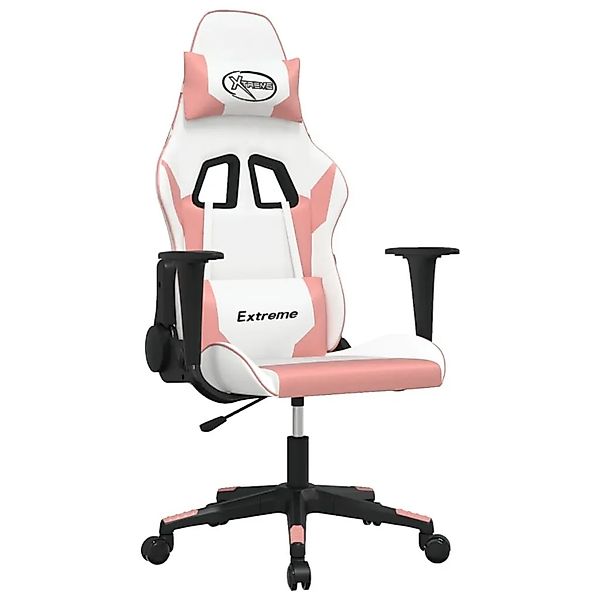 vidaXL Gaming-Stuhl mit Massagefunktion Weiß und Rosa Kunstleder 345454 günstig online kaufen