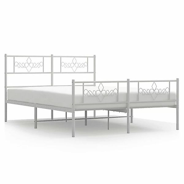 vidaXL Bettgestell mit Kopf- und Fußteil Metall Weiß 140x190 cm Modell 1218 günstig online kaufen