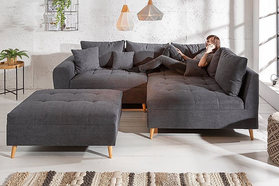 riess-ambiente Ecksofa SCANDINAVIA 250cm anthrazit / günstig online kaufen
