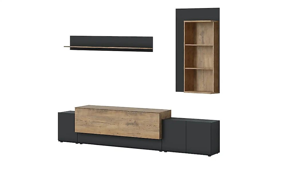 Wohnwand  Calva ¦ schwarz ¦ Maße (cm): B: 270 H: 220 T: 42.0 Kommoden & Sid günstig online kaufen