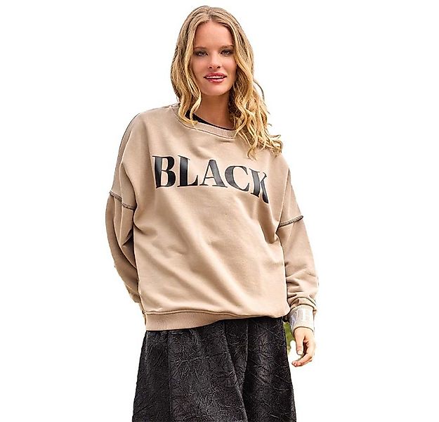 Miss Goodlife Sweatshirt MG13322 "Black and White" Oversize-Sweater – Sand günstig online kaufen