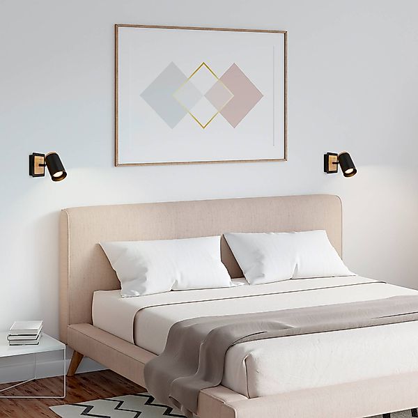 Wandstrahler Duta, Ausladung 16 cm, schwarz/holzfarben, Holz günstig online kaufen