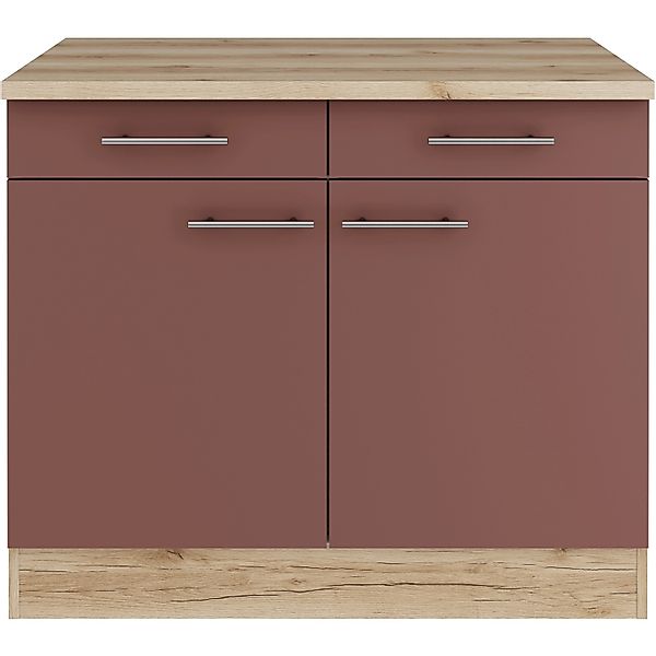 OPTIFIT Bari407 Küchen-Unterschrank 100 cm Rostrot günstig online kaufen