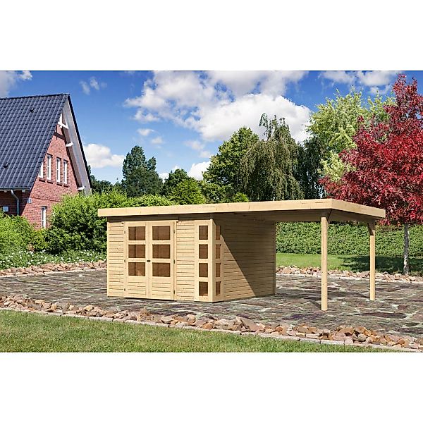 Karibu Holz-Gartenhaus Sölve Natur Flachdach Unbehandelt 298 cm x 302 cm günstig online kaufen
