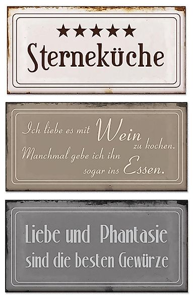 Levandeo® Metallbild, Blech-Schilder 3er Set je günstig online kaufen