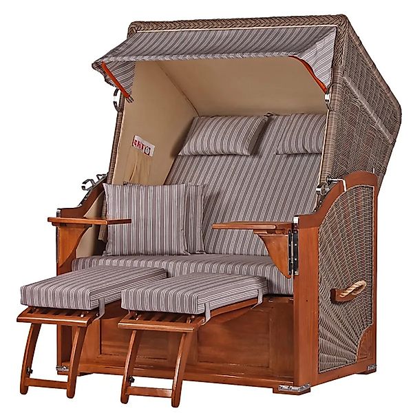 bene,iving Strandkorb Komplettset Schaalsee Mahagoni PE grau Modell 501 günstig online kaufen