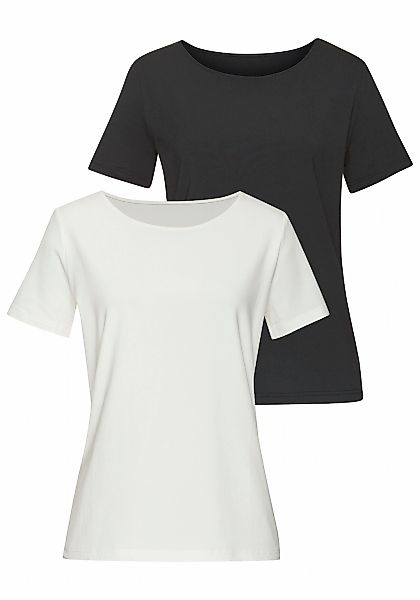 LASCANA T-Shirt "mit Rundhals-Ausschnitt", (2er-Pack), aus elastischer Baum günstig online kaufen