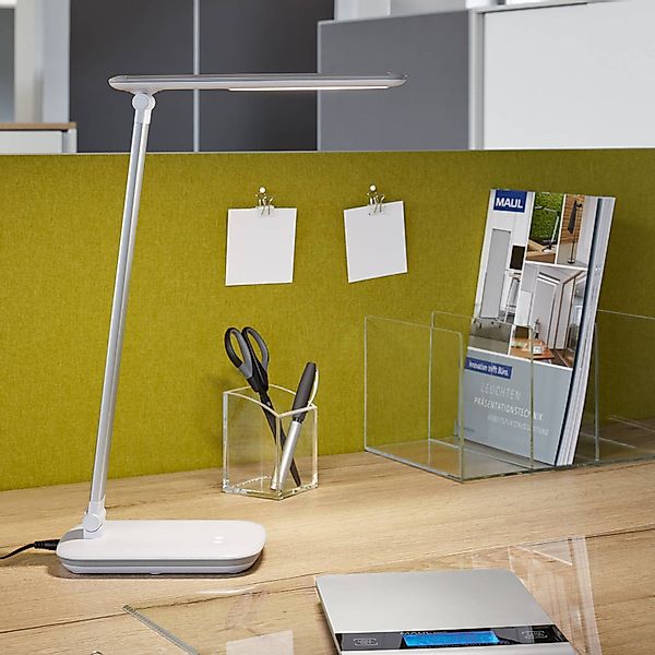 LED-Tischlampe MAULjazzy, weiß, Höhe 43 cm, dim USB-Port günstig online kaufen