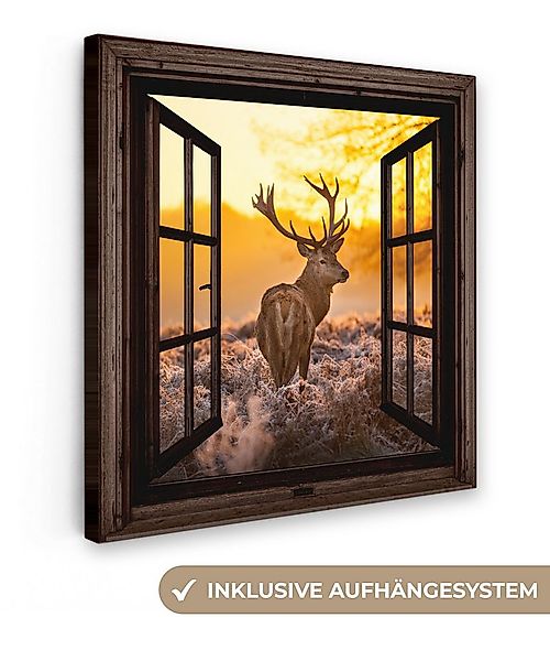 OneMillionCanvasses® Leinwandbild Hirsche - Herbst - Tiere - Natur - Wald - günstig online kaufen