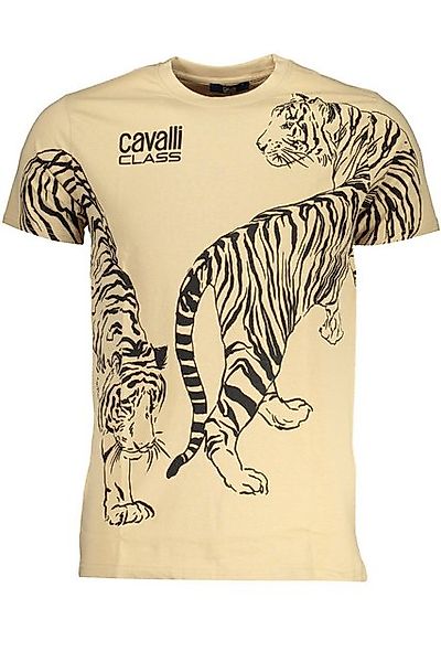 Cavalli Class T-Shirt Beiges Herren T-Shirt mit Rundhals und Print – günstig online kaufen