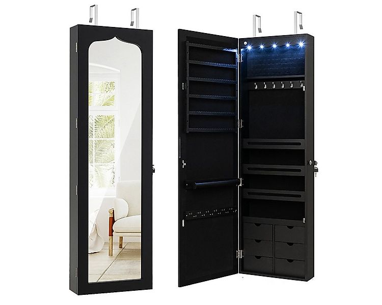 COSTWAY Schmuckschrank mit LED & Ganzkörperspiegel, für Tür und Wand günstig online kaufen