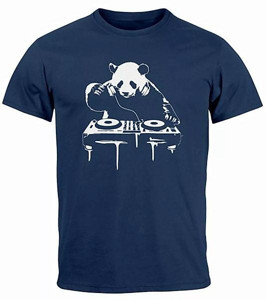 Neverless Print-Shirt Herren T-Shirt mit Aufdruck Panda DJ Techno Rave Fest günstig online kaufen