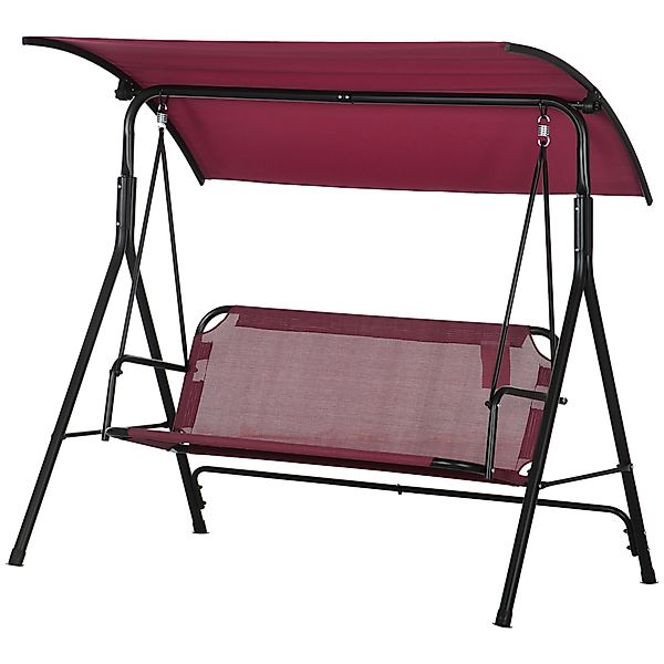 Outsunny Gartenschaukel 3-Sitzer mit verstellbarem Sonnenschutzdach, Outdoo günstig online kaufen