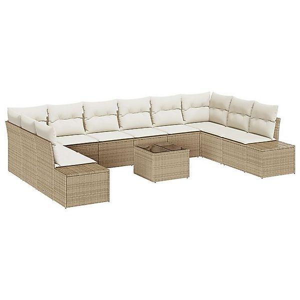 vidaXL Loungesofa 11 teiliges Garten Sofa Set mit Kissen braunes Poly-Ratta günstig online kaufen