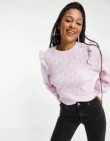 Miss Selfridge – ECO – Pullover mit gerafften Ärmeln in Blassrosa günstig online kaufen