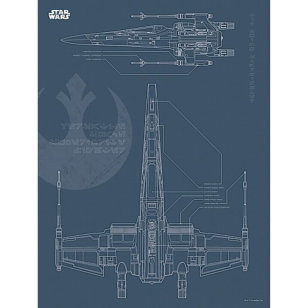 Disney Poster Star Wars X-Wing Dunkelblau 30 x 40 cm 611685 günstig online kaufen