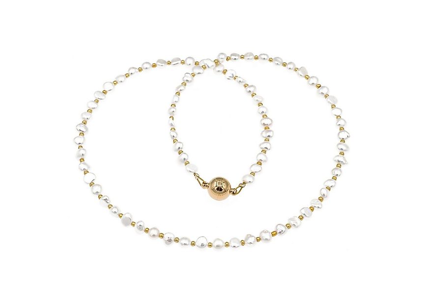 Bella Carina Perlenkette Kette mit hellen Süßwasser Perlen und goldfarbene günstig online kaufen