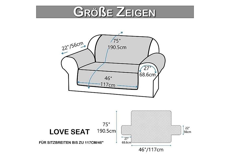 BTTO Sofabezug Sofahussen 4 Farbe,Wasserdicht Rutschfeste mit Seitentaschen günstig online kaufen