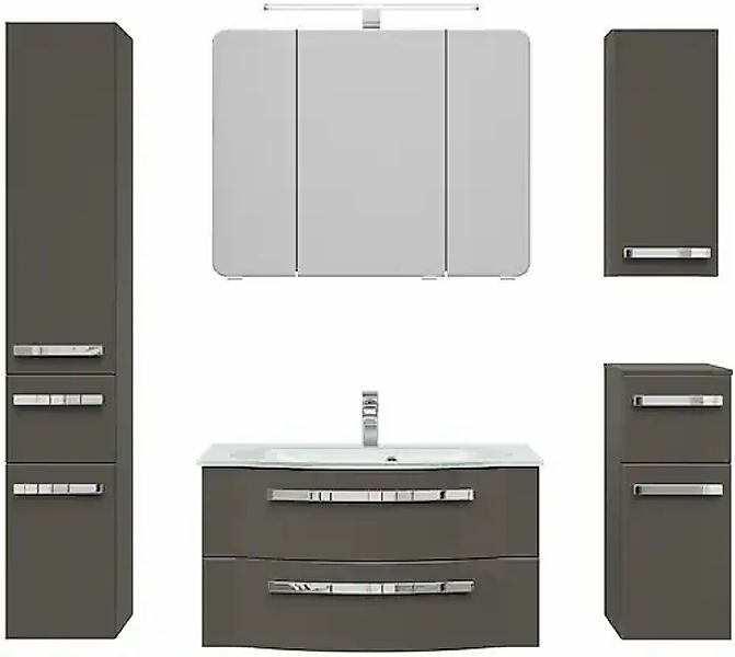 Saphir Badmöbel-Set »Serie 4005, vormontiert, Glaswaschbecken, Spiegelschra günstig online kaufen