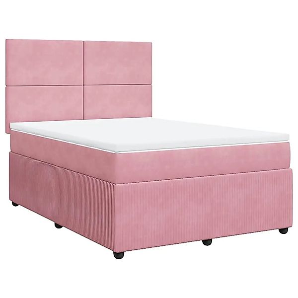 vidaXL Boxspringbett mit Matratze Rosa 140x190 cm Samt 3292333 günstig online kaufen