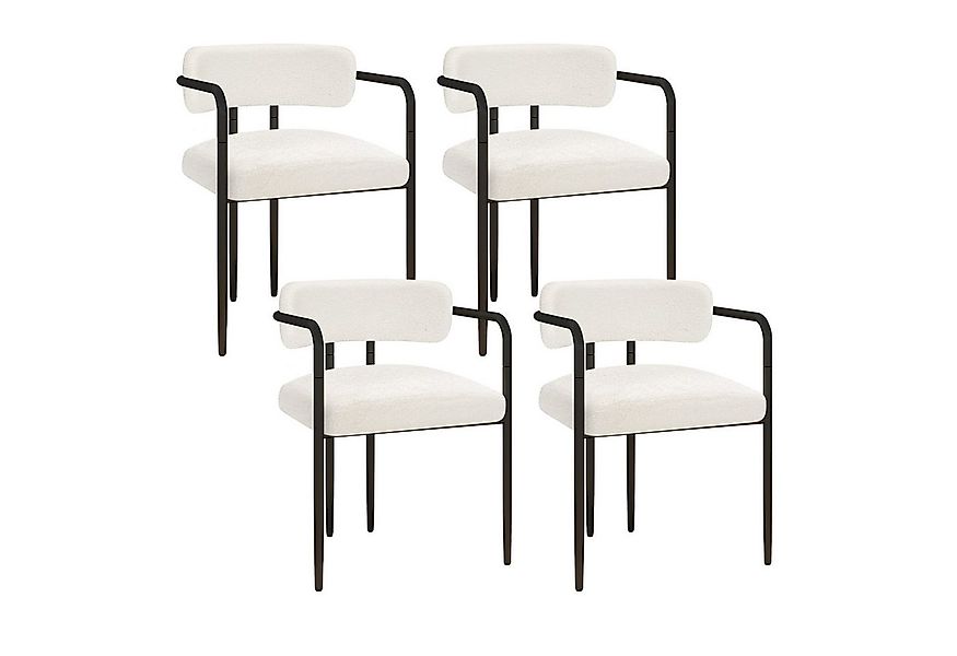 Puluomis Esszimmerstuhl mit Armlehnen, gepolsterten Sitz, Teddyfleece Bezug günstig online kaufen