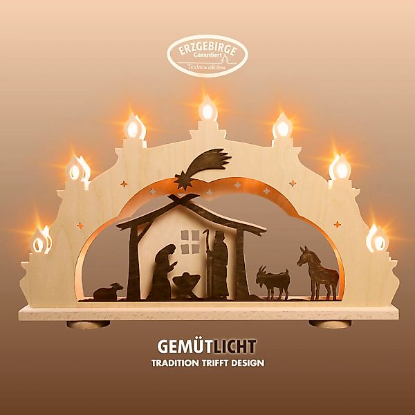 Weigla LED Schwibbogen "Christi Geburt, Lichterbogen Landhausstil, Holz, Ma günstig online kaufen