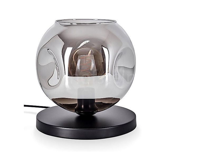 hofstein Tischleuchte Tischlampe aus Metall/Glas in Schwarz/Rauchfarben, oh günstig online kaufen