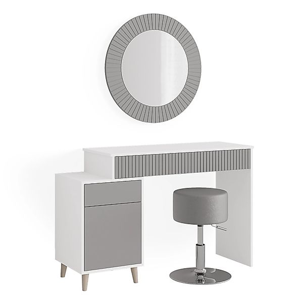 Vicco Schminktisch Arles Grau/Weiß 120 cm mit Hocker günstig online kaufen