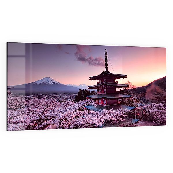 DEQORI Glasbild 'Kirschblüten Tempel Japan', 'Kirschblüten günstig online kaufen