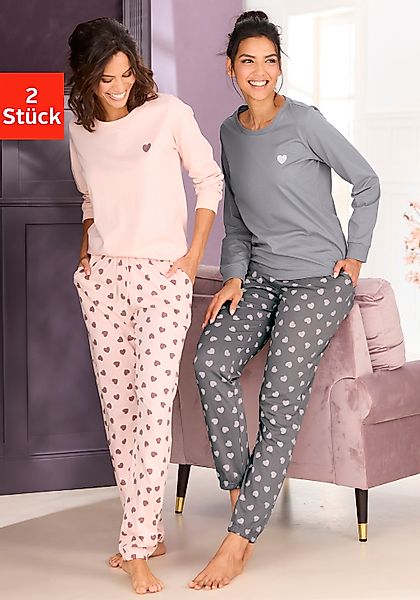Vivance Dreams Pyjama Spar-Set, 2 Stück, 4 Stk. tlg., mit süßem Herzmuster günstig online kaufen