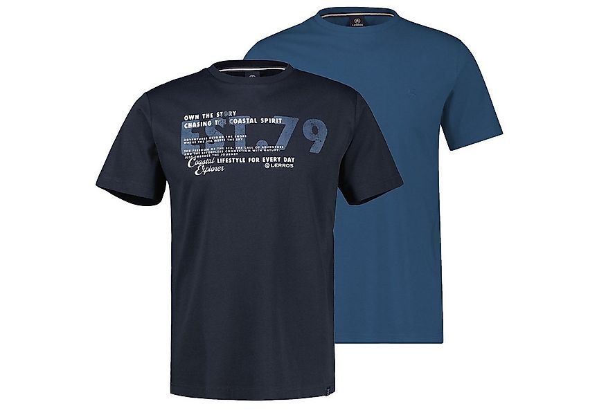 LERROS T-Shirt Basic (SPARPACK) uni + mit Print im 2er Pack günstig online kaufen